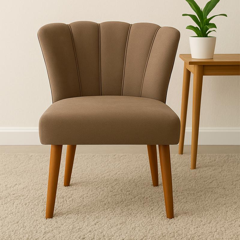 [COMPRÁ 1 Y LLEVÁ 2] Sillón Pétalo de Terciopelo con Patas de Madera + 2 Puffs Pétalo de Regalo