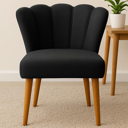 [COMPRÁ 1 Y LLEVÁ 2] Sillón Pétalo de Terciopelo con Patas de Madera + 2 Puffs Pétalo de Regalo