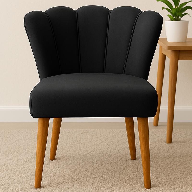 [COMPRÁ 1 Y LLEVÁ 2] Sillón Pétalo de Terciopelo con Patas de Madera + 2 Puffs Pétalo de Regalo