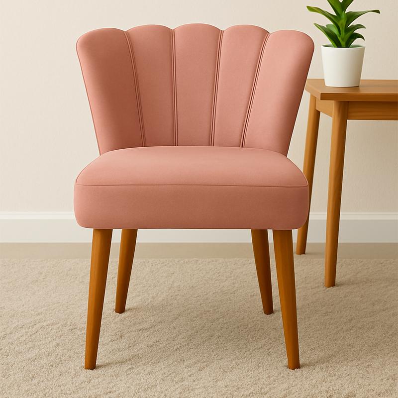 [COMPRÁ 1 Y LLEVÁ 2] Sillón Pétalo de Terciopelo con Patas de Madera + 2 Puffs Pétalo de Regalo