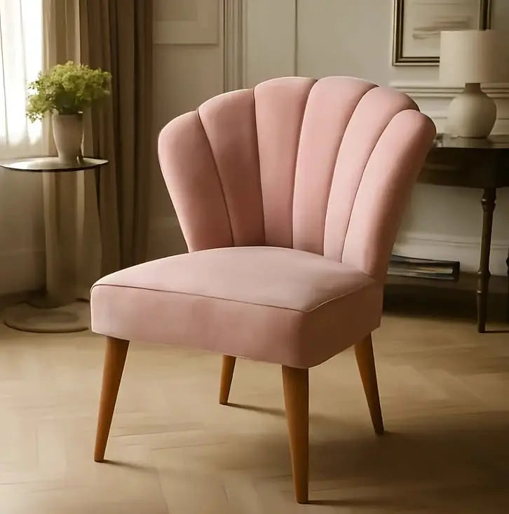 [COMPRÁ 1 Y LLEVÁ 2] Sillón Pétalo de Terciopelo con Patas de Madera + 2 Puffs Pétalo de Regalo