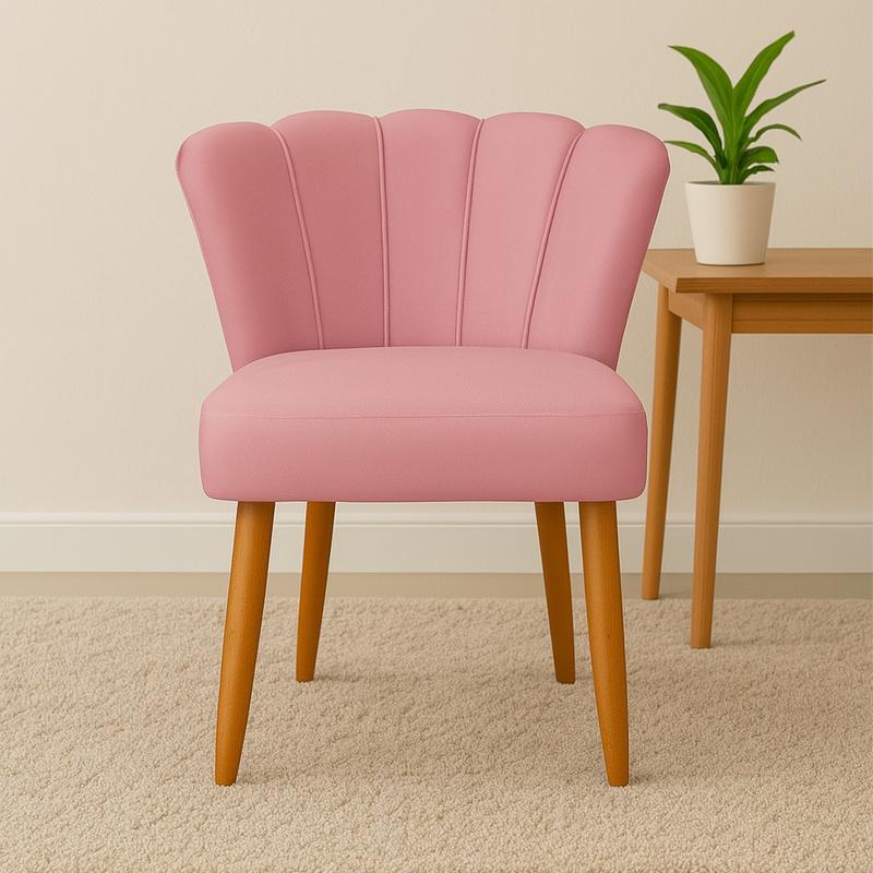 [COMPRÁ 1 Y LLEVÁ 2] Sillón Pétalo de Terciopelo con Patas de Madera + 2 Puffs Pétalo de Regalo